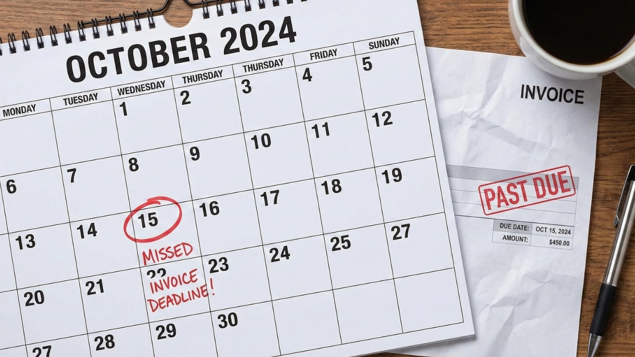 Calendar showing a missed invoice due date